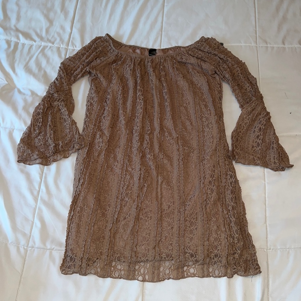 Lacy tan dress